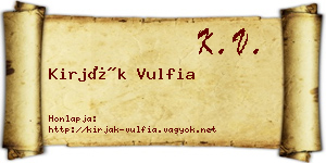 Kirják Vulfia névjegykártya
